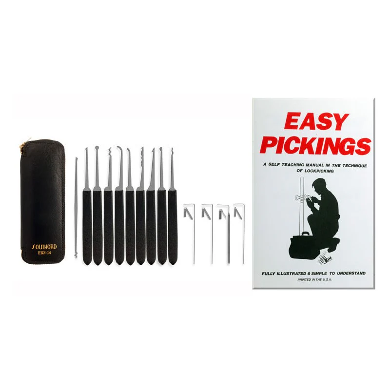 SouthOrd 14pc Lock Pick Kit with Book