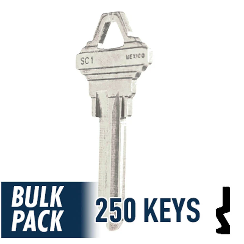 Uncut Key Blank | Schlage | SC1 - 250 Pack ( Nickel Plated ) - Image 22