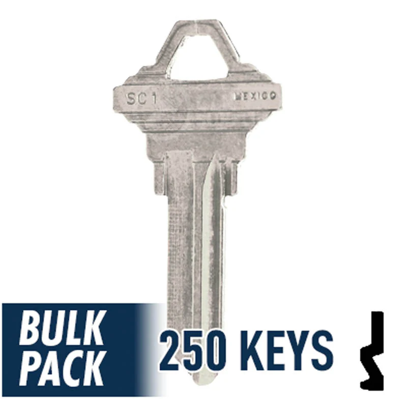 Uncut Key Blank | Schlage | SC1 - 250 Pack ( Nickel Plated ) - Image 24
