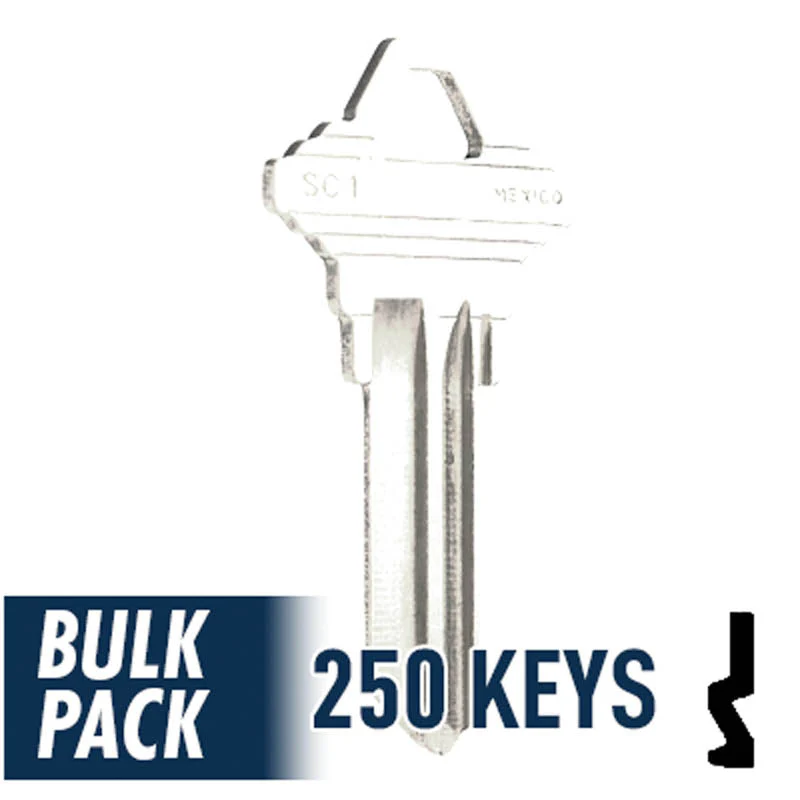Uncut Key Blank | Schlage | SC1 - 250 Pack ( Nickel Plated ) - Image 3