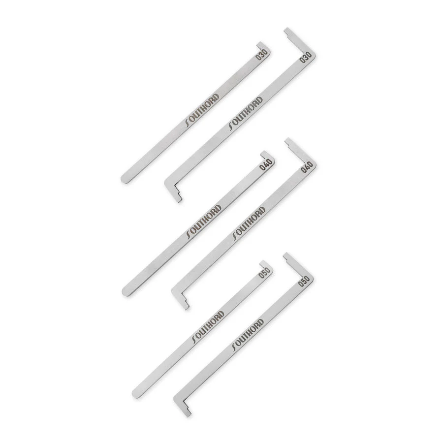 SouthOrd 6pc Top of Keyway Tension Tool Set for Flush & Recessed Plugs (.030”, .040”, .050”)