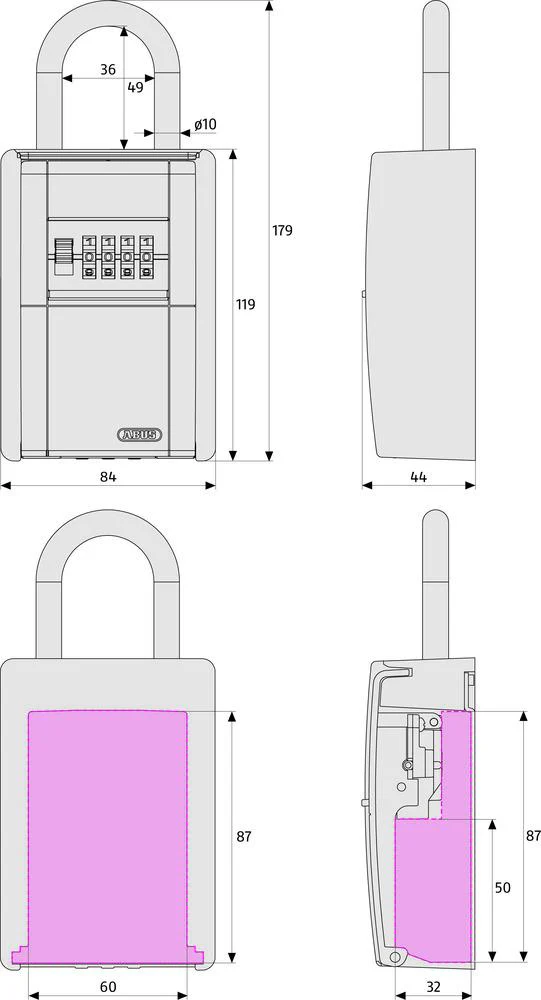 Abus 797 Key Storage 4 Dial Lock Box w/ Shackle - Image 6