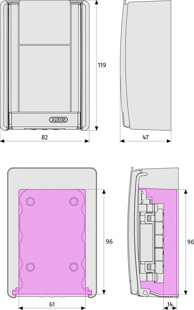 Abus 767 Key Storage Push Button Lock Box  - Wall Mounting - Image 4