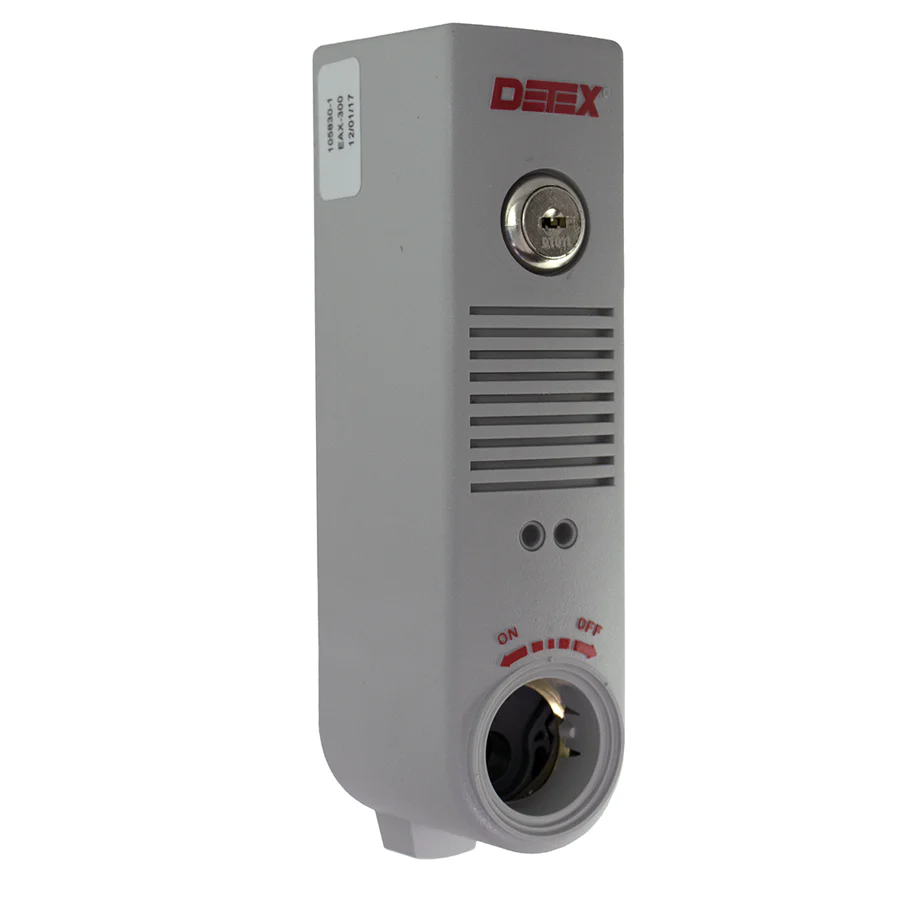 Detex EAX-300W Weatherized Door Prop Exit Alarm - Battery-Powered, Gray