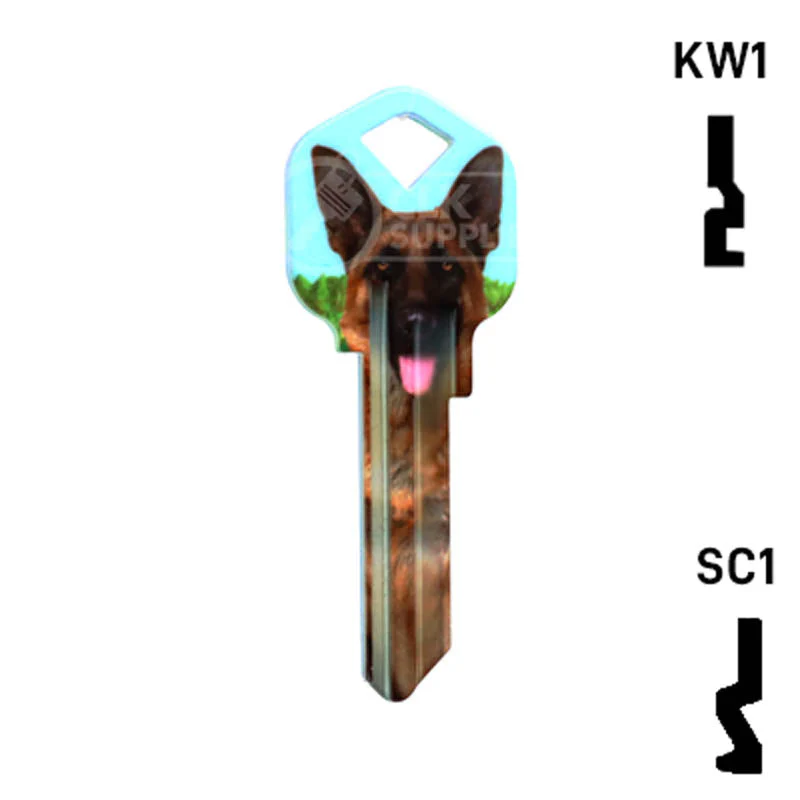 Happy Keys- German Shepherd Key (Choose Keyway) - Image 2