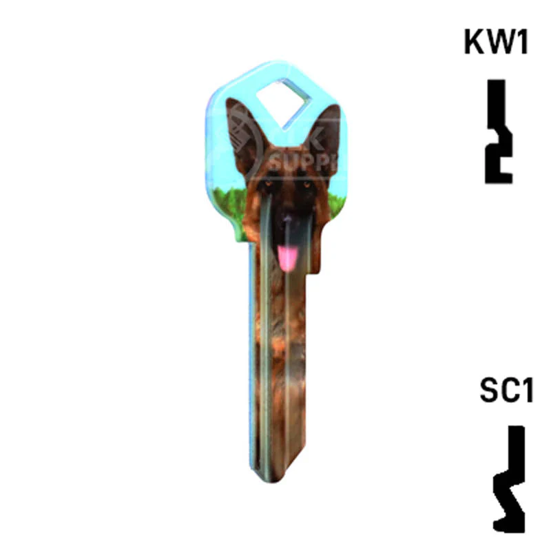 Happy Keys- German Shepherd Key (Choose Keyway) - Image 3