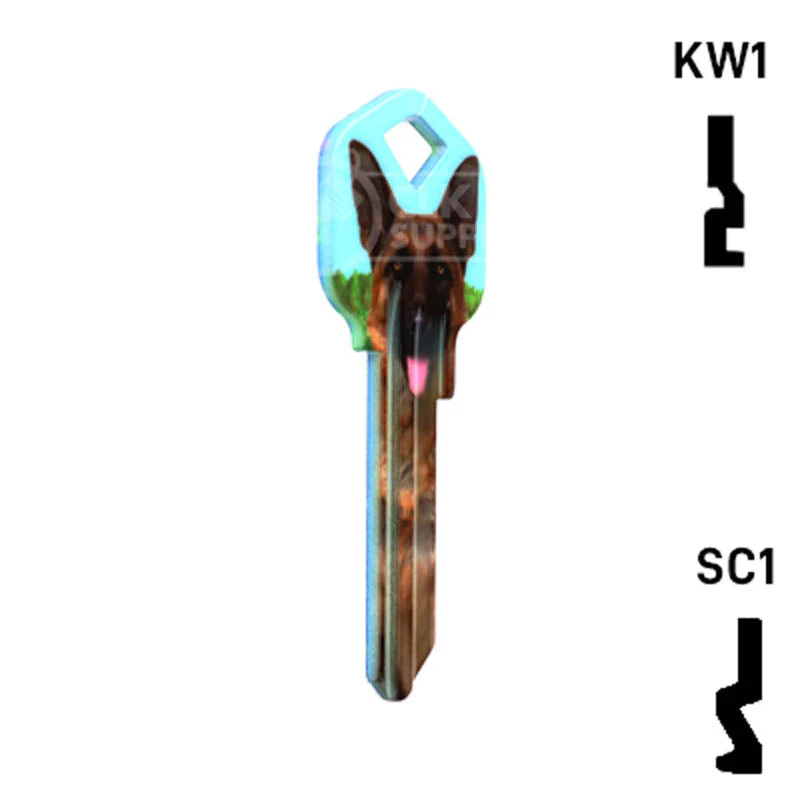 Happy Keys- German Shepherd Key (Choose Keyway) - Image 4