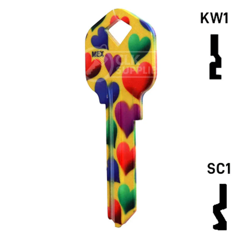 Happy Keys- Hearts Key (Choose Keyway) - Image 11