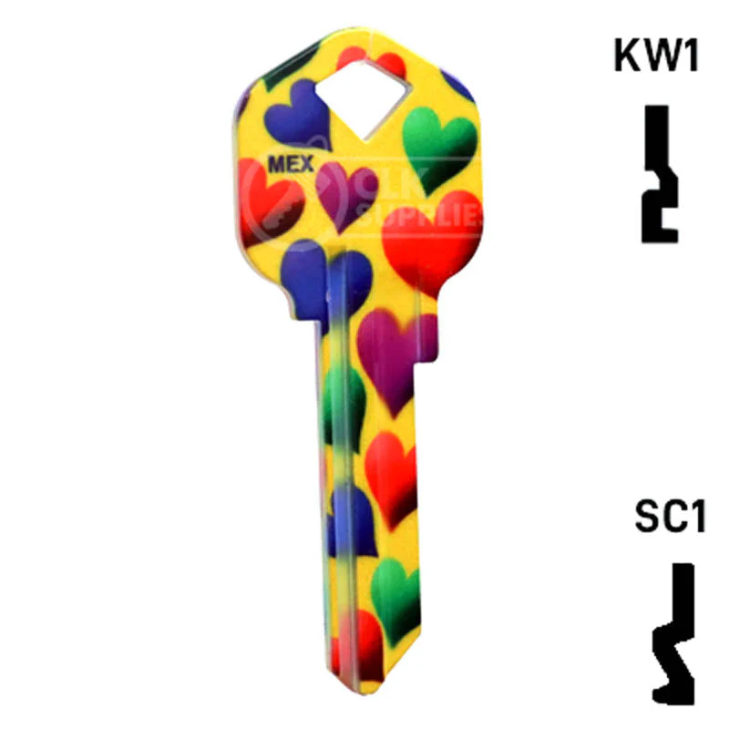 Happy Keys- Hearts Key (Choose Keyway) - Image 15
