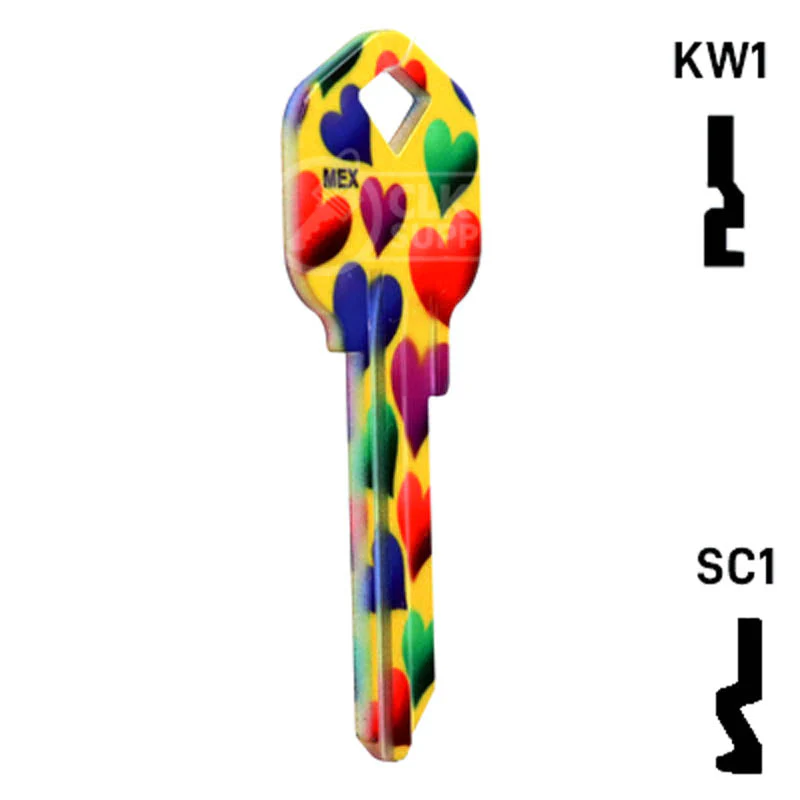 Happy Keys- Hearts Key (Choose Keyway) - Image 17