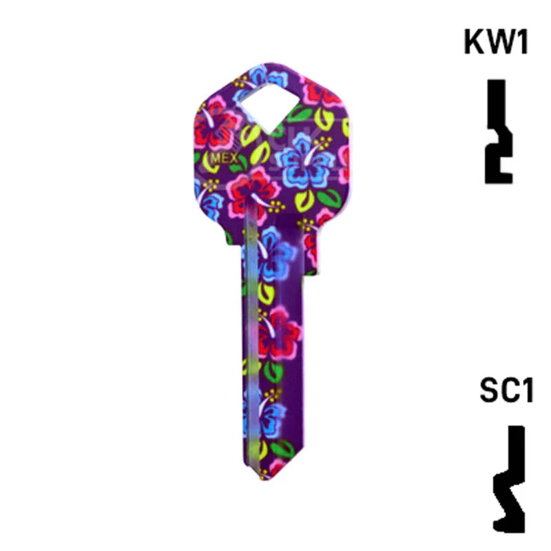 Happy Keys- Hibiscus Flowers Key (Choose Keyway) - Image 12