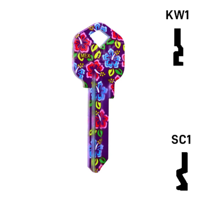 Happy Keys- Hibiscus Flowers Key (Choose Keyway) - Image 15