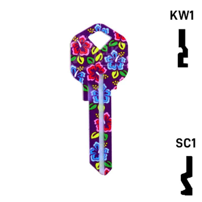 Happy Keys- Hibiscus Flowers Key (Choose Keyway) - Image 2