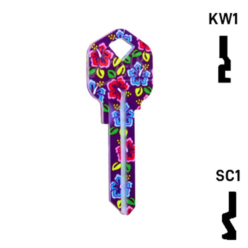 Happy Keys- Hibiscus Flowers Key (Choose Keyway) - Image 3