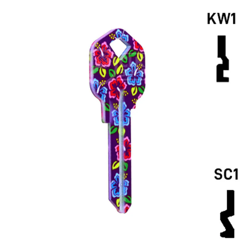 Happy Keys- Hibiscus Flowers Key (Choose Keyway) - Image 4
