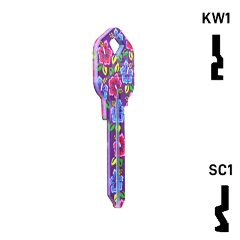 Happy Keys- Hibiscus Flowers Key (Choose Keyway) - Image 5