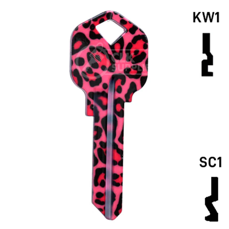 Happy Keys- Pink Leopard Print Key (Choose Keyway) - Image 2