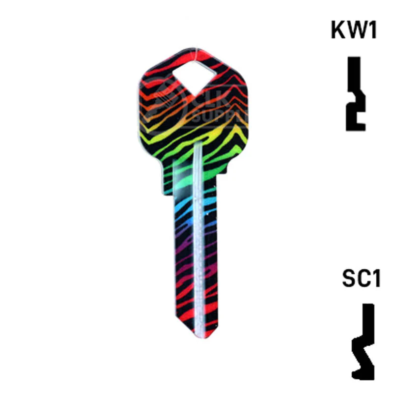 Happy Keys- Rainbow Zebra Key (Choose Keyway) - Image 2