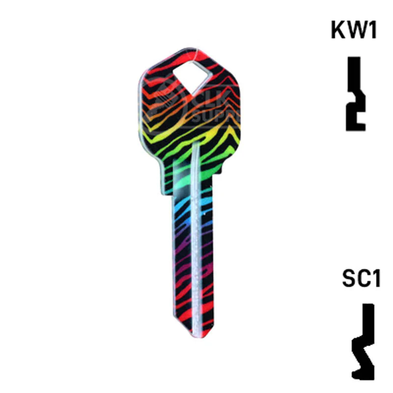 Happy Keys- Rainbow Zebra Key (Choose Keyway) - Image 3
