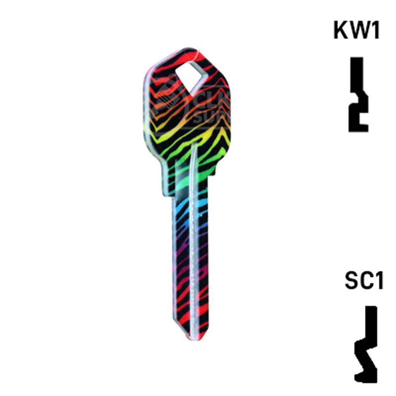 Happy Keys- Rainbow Zebra Key (Choose Keyway) - Image 4