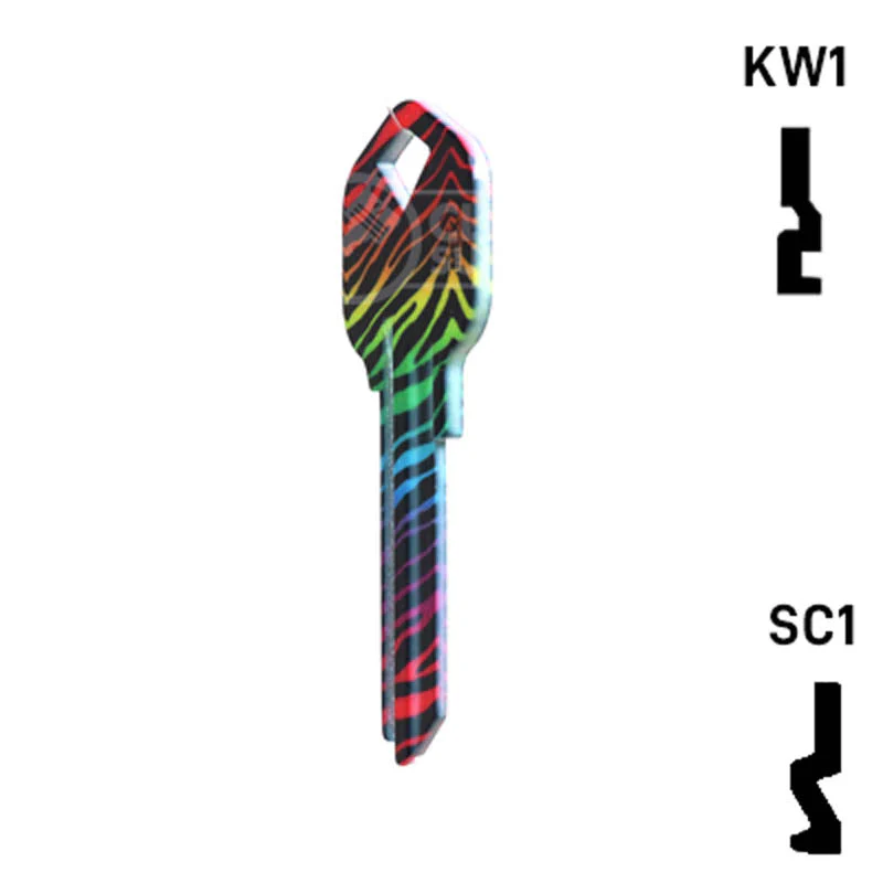 Happy Keys- Rainbow Zebra Key (Choose Keyway) - Image 9