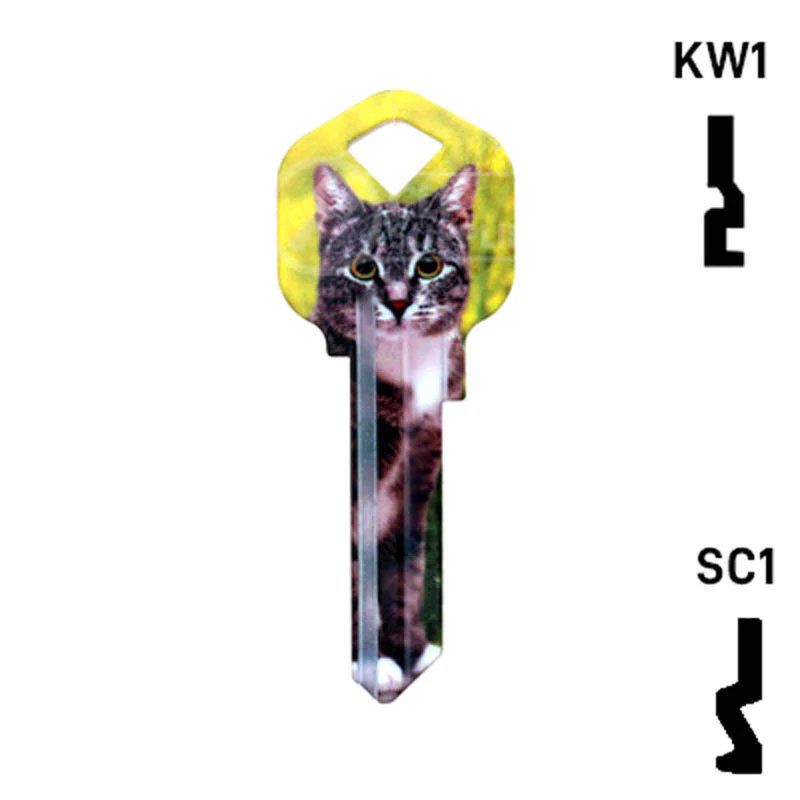 Happy Keys- Silver Tabby Key (Choose Keyway)