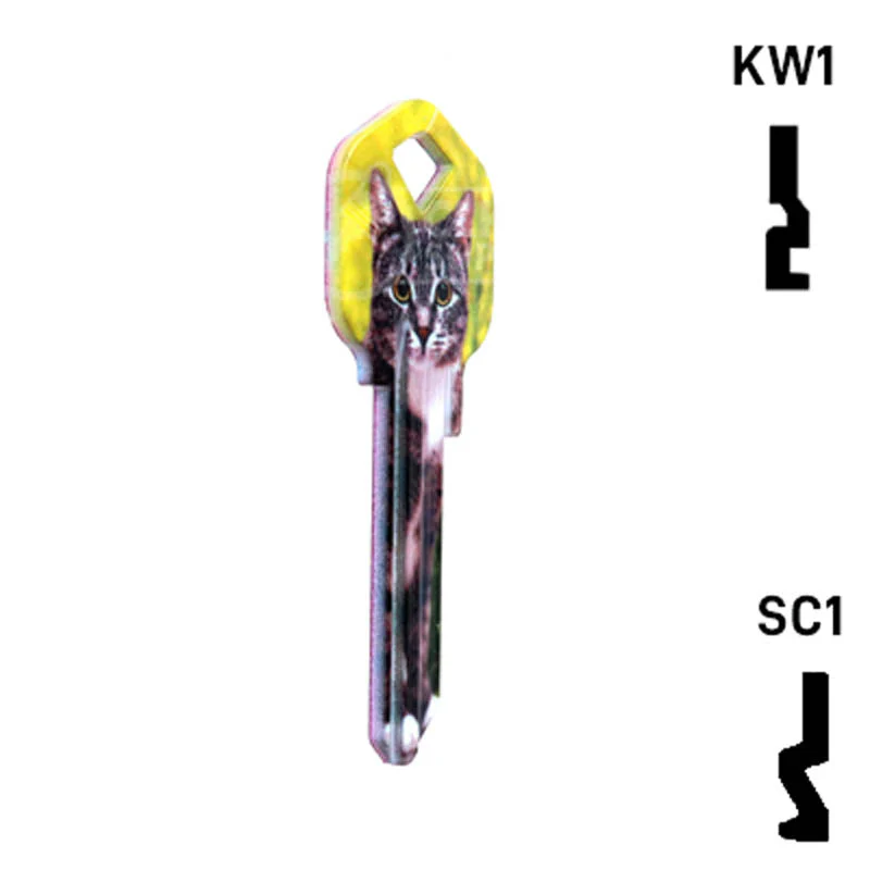 Happy Keys- Silver Tabby Key (Choose Keyway) - Image 5