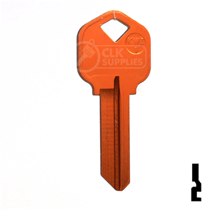 Uncut Aluminum Key Blank | Kwikset KW1 | Orange - Image 14