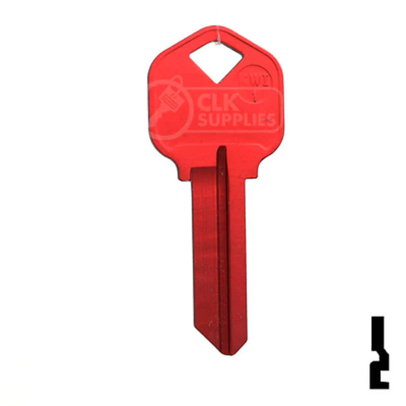 Uncut Aluminum Key Blank | Kwikset KW1 | Red - Image 14