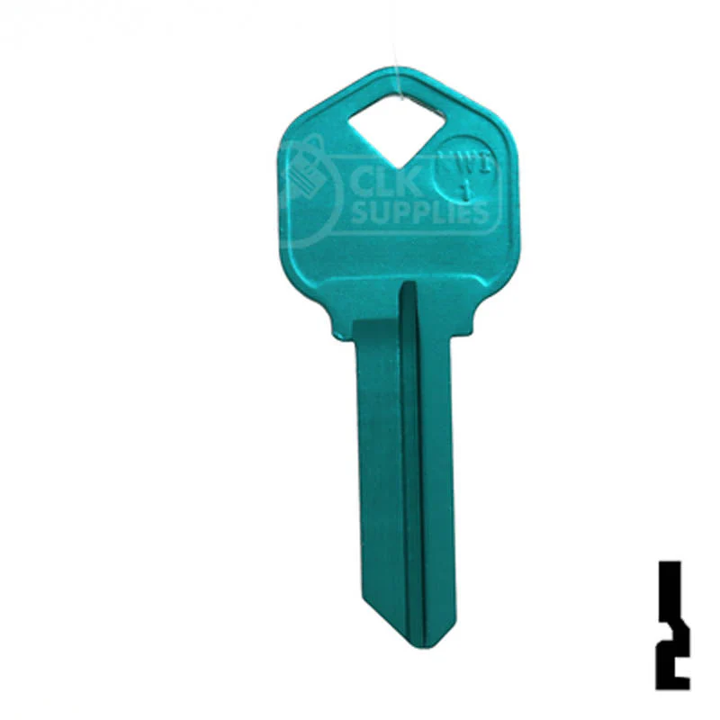 Uncut Aluminum Key Blank | Kwikset KW1 | Turquoise - Image 13