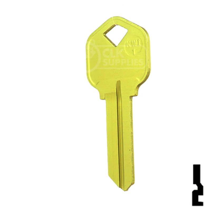 Uncut Aluminum Key Blank | Kwikset KW1 | Yellow - Image 11