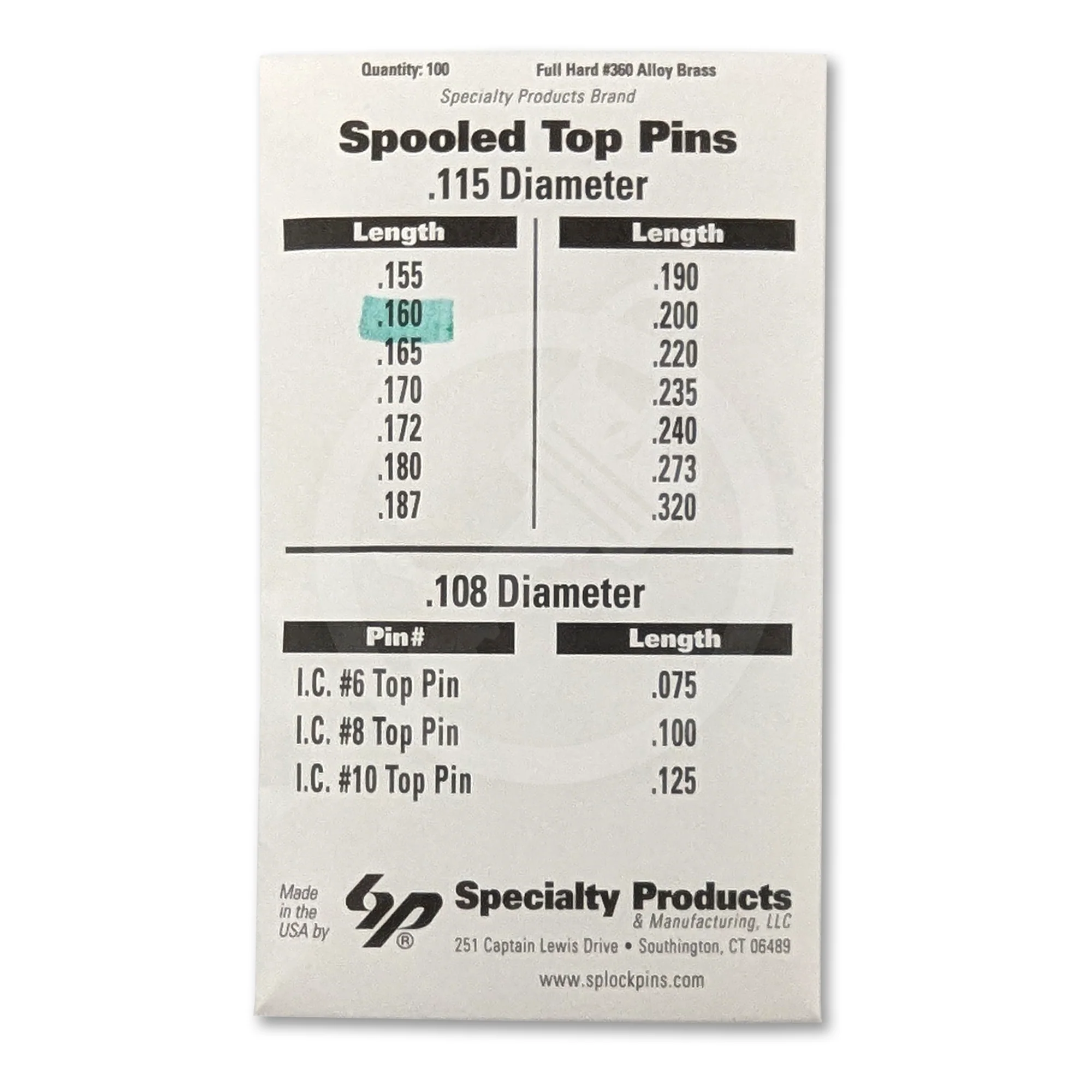 Universal Spool Pin 100/Pack - Choose Size