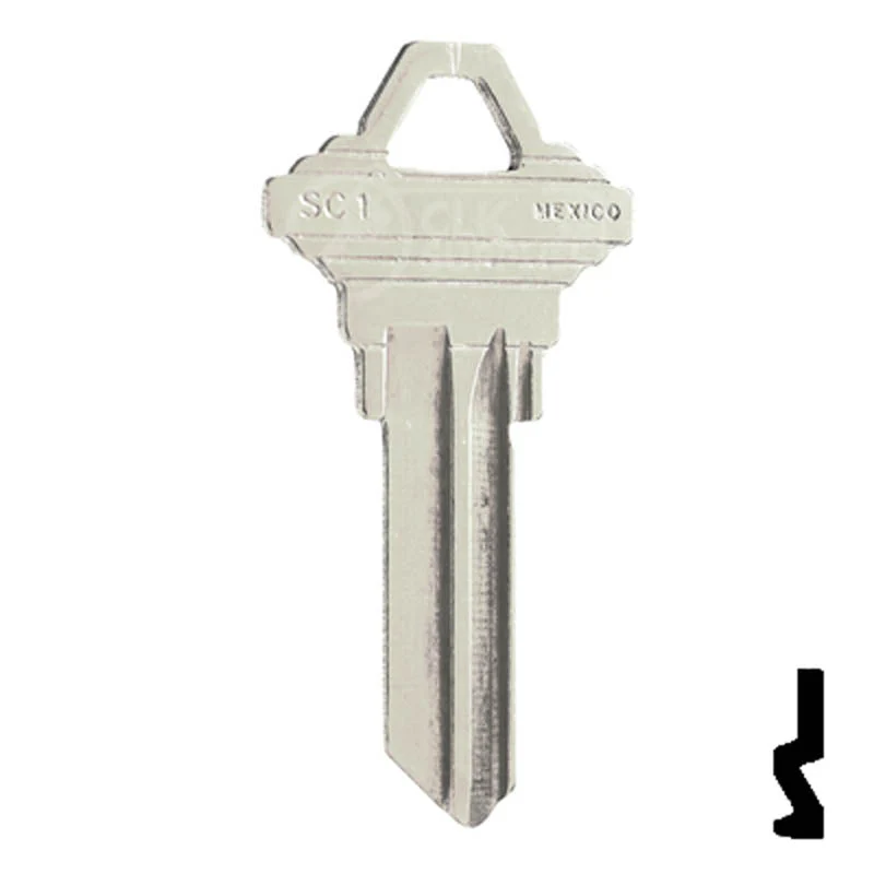 Uncut Key Blank | Schlage | SC1 - Nickel Plated - Image 2