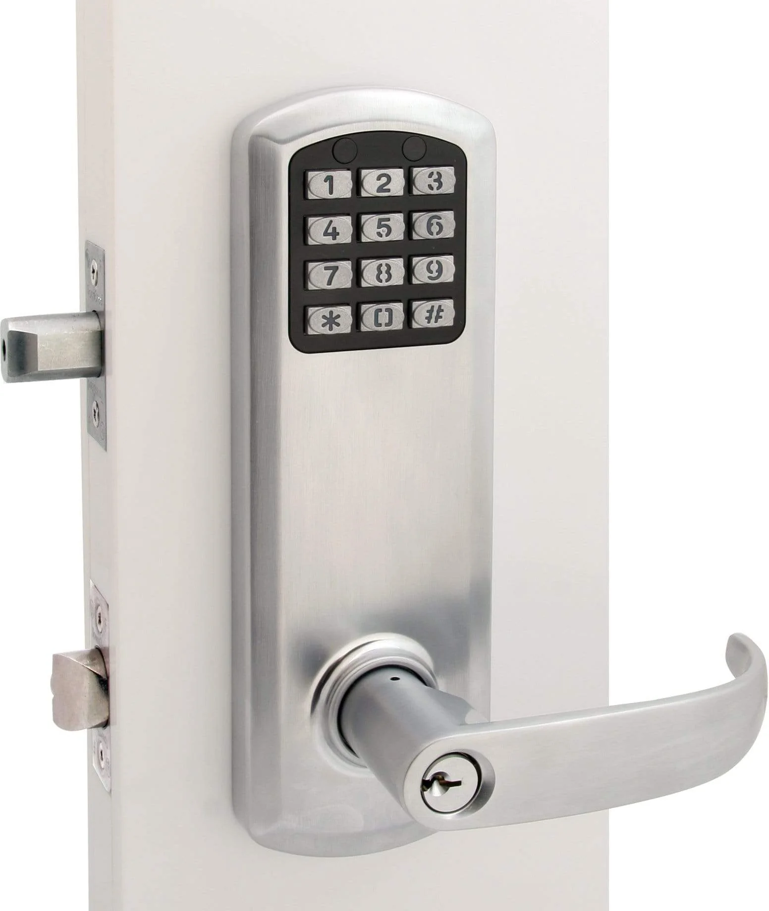 TownSteel E-Genius 2000 Series Grade 1 Interconnected Push Button Electronic Lock 4" On Center-Satin Chrome