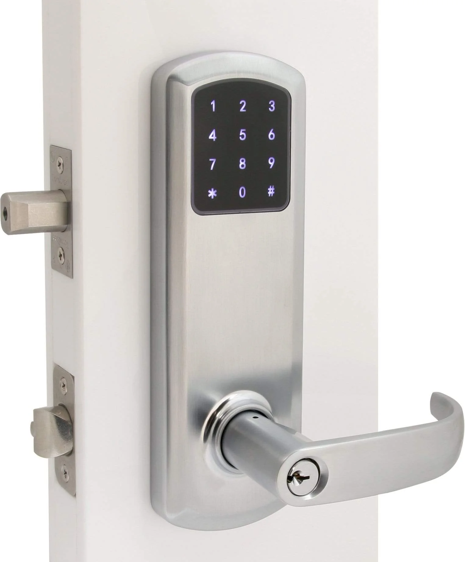 TownSteel E-Genius 5000 Series Grade 1 Interconnected Push Button Electronic Lock 4" On Center w/Bluetooth-Satin Chrome