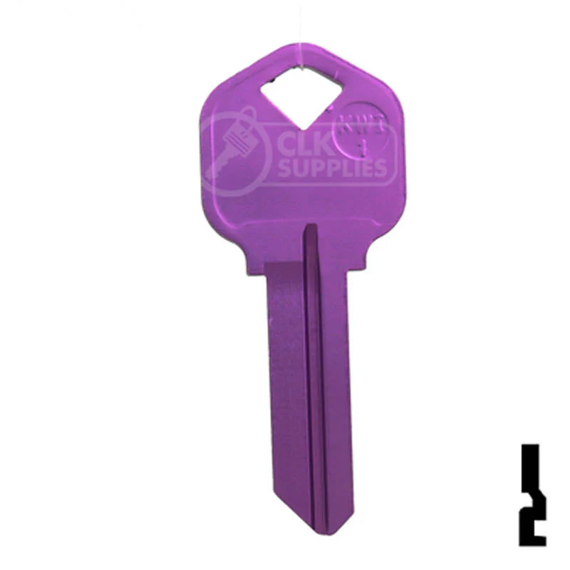 Uncut Aluminum Key Blank | Kwikset KW1 | Lilac - Image 13