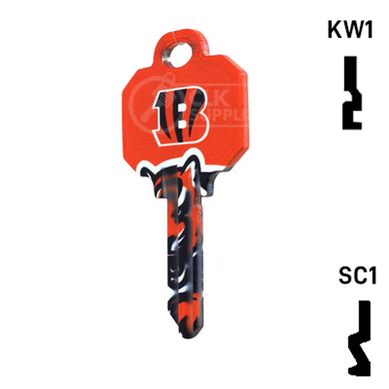 Uncut Key Blank | NFL Cincinnati Bengals | Choose Keyway - Image 10