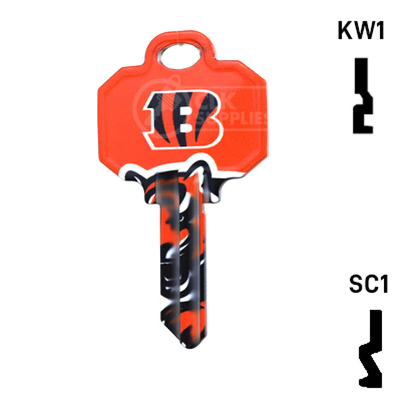 Uncut Key Blank | NFL Cincinnati Bengals | Choose Keyway - Image 12