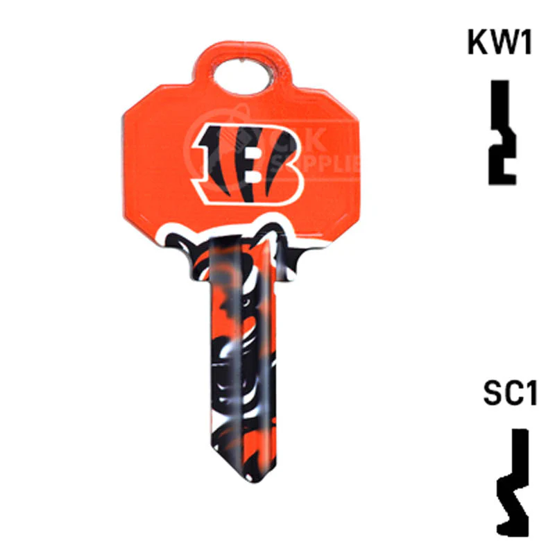 Uncut Key Blank | NFL Cincinnati Bengals | Choose Keyway - Image 14