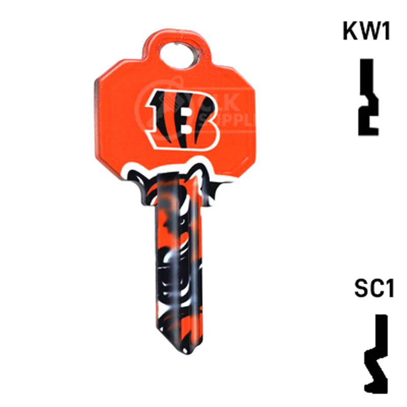 Uncut Key Blank | NFL Cincinnati Bengals | Choose Keyway - Image 15
