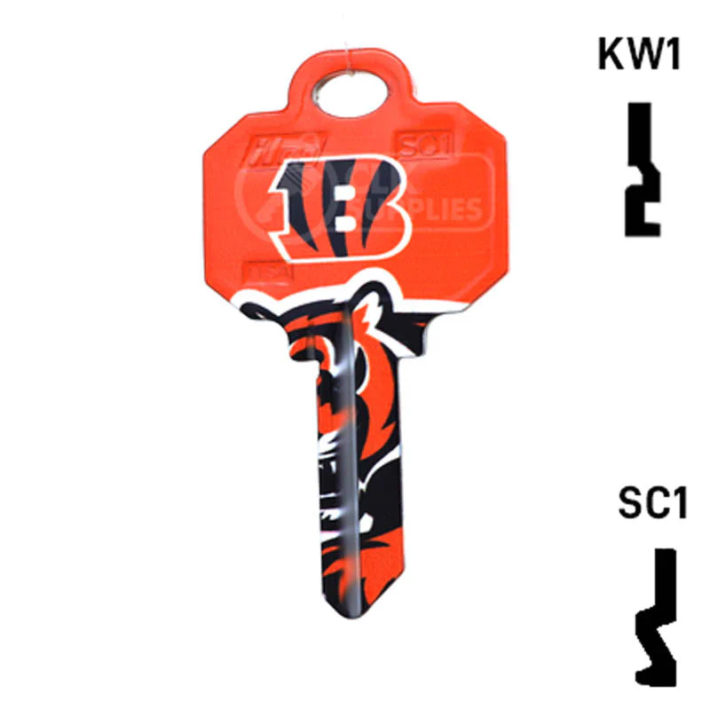 Uncut Key Blank | NFL Cincinnati Bengals | Choose Keyway - Image 24