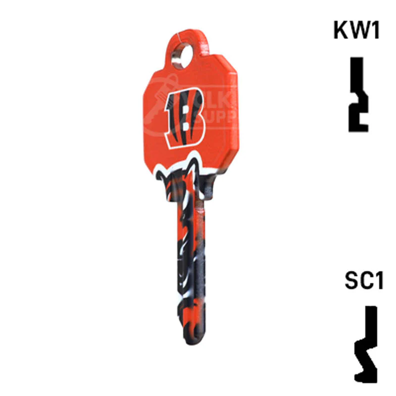 Uncut Key Blank | NFL Cincinnati Bengals | Choose Keyway - Image 9