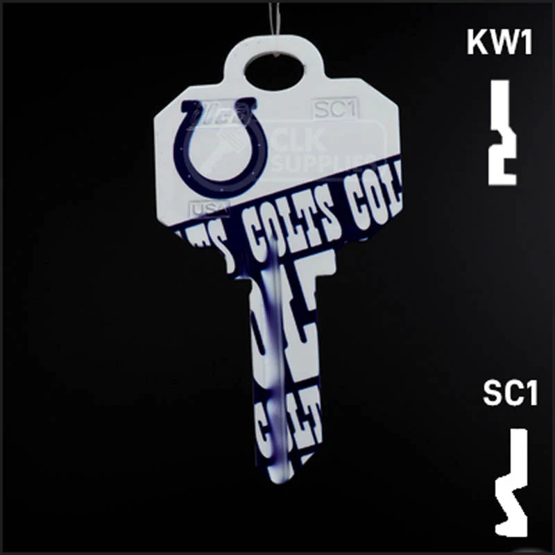 Uncut Key Blank |  NFL INDIANAPOLIS COLTS | Choose Keyway